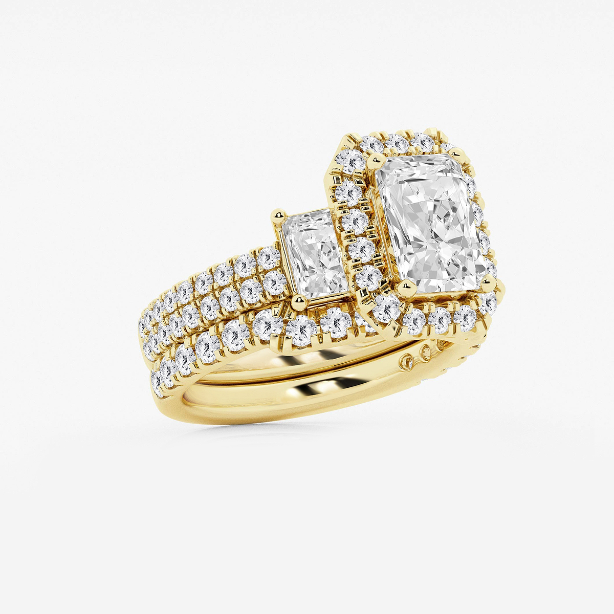 Additional Image 1 for  4 1/3 ctw Radiant Lab Grown Diamond Bridal Set