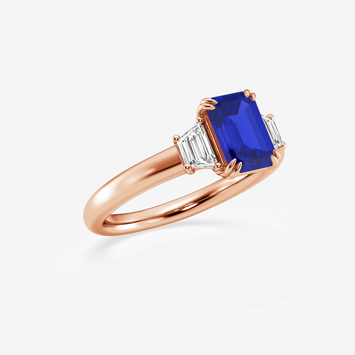 Additional Image 1 for  2 1/6 ctw Emerald Cut Sapphire and Trapezoid Lab Grown Diamond Three-Stone Engagement Ring