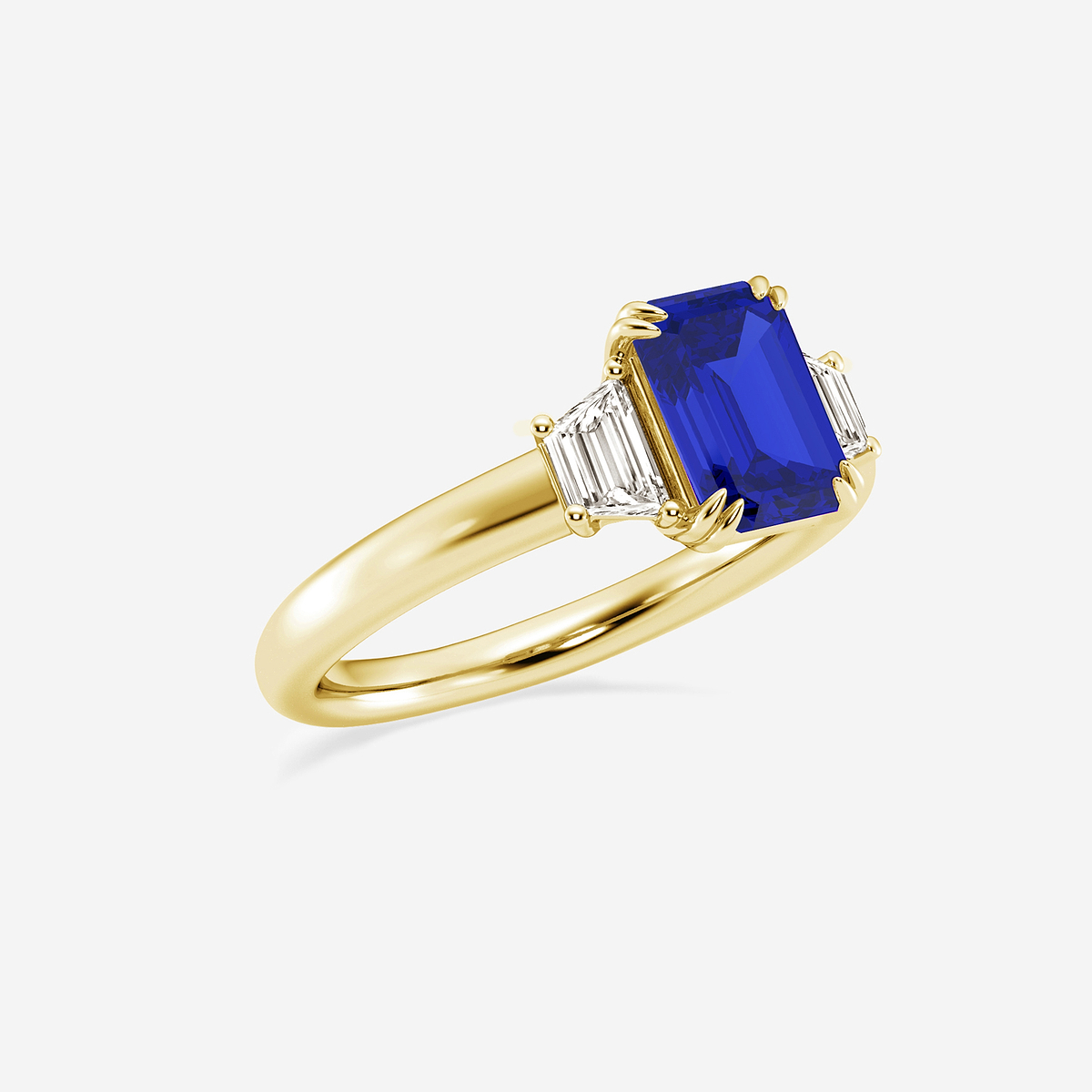 Additional Image 1 for  2 1/6 ctw Emerald Cut Sapphire and Trapezoid Lab Grown Diamond Three-Stone Engagement Ring