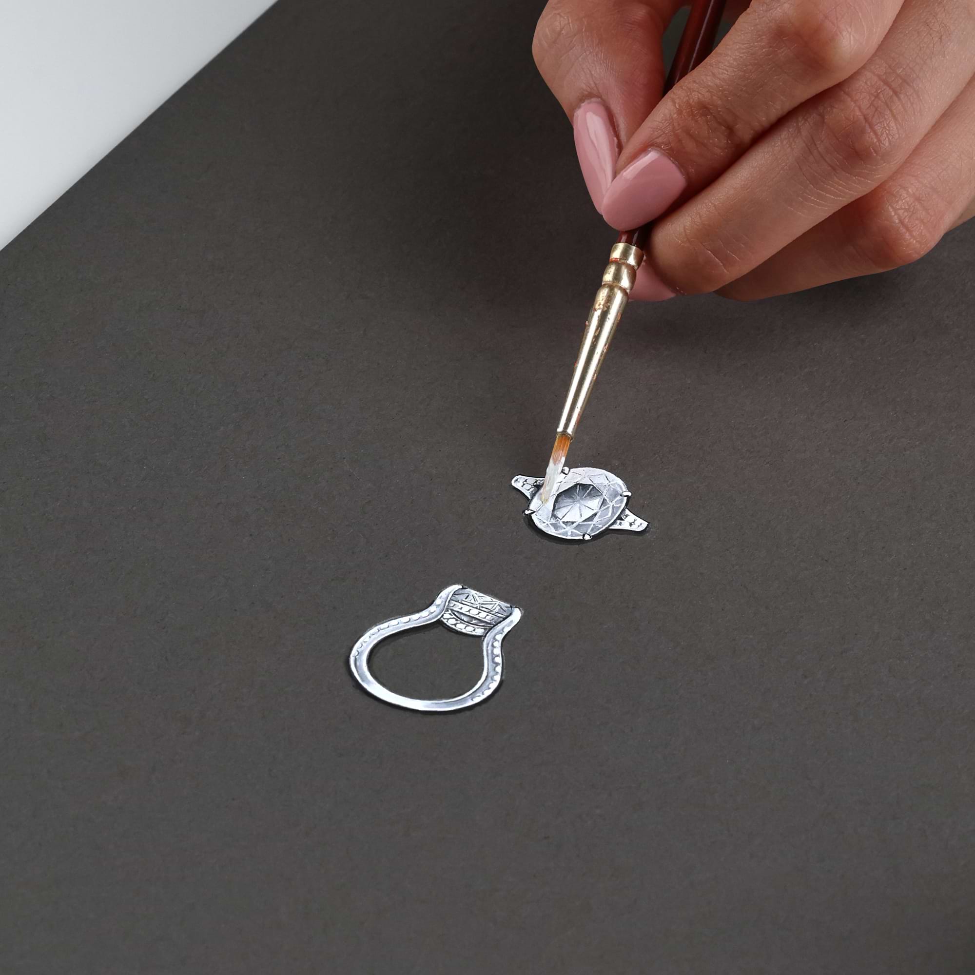 Tel Rong Tel Aviv Ring 18K White Gold, E, VS1