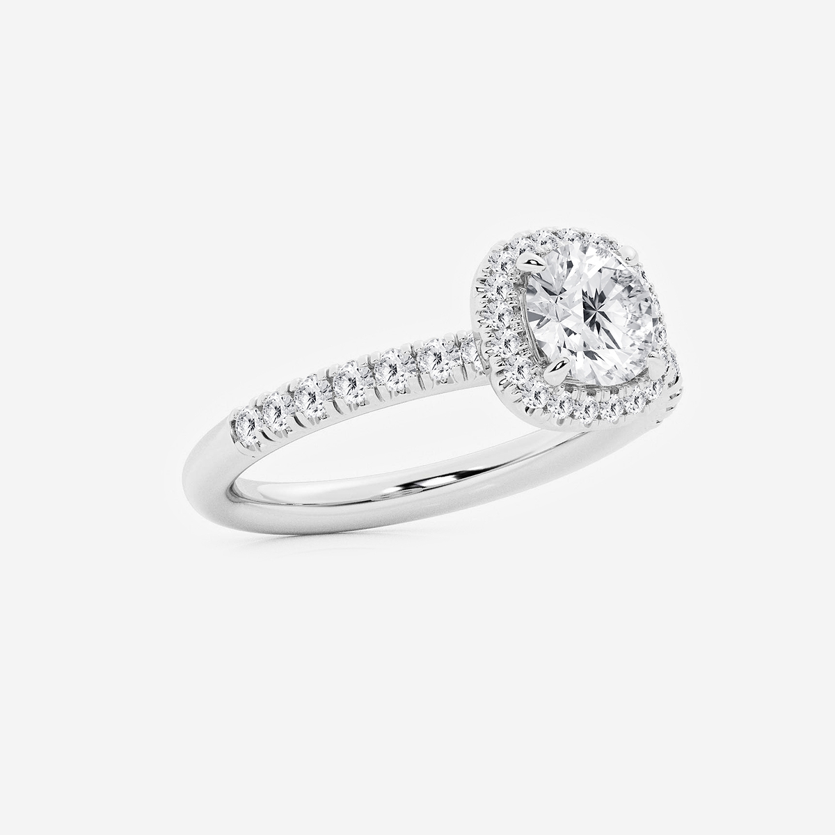 Additional Image 1 for  3/4 ctw Round Lab Grown Diamond French Pave Halo Engagement Ring