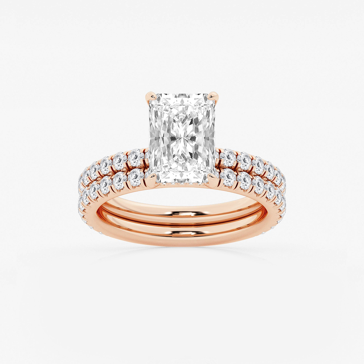 4 1/3 ctw Radiant Lab Grown Diamond Bridal Set