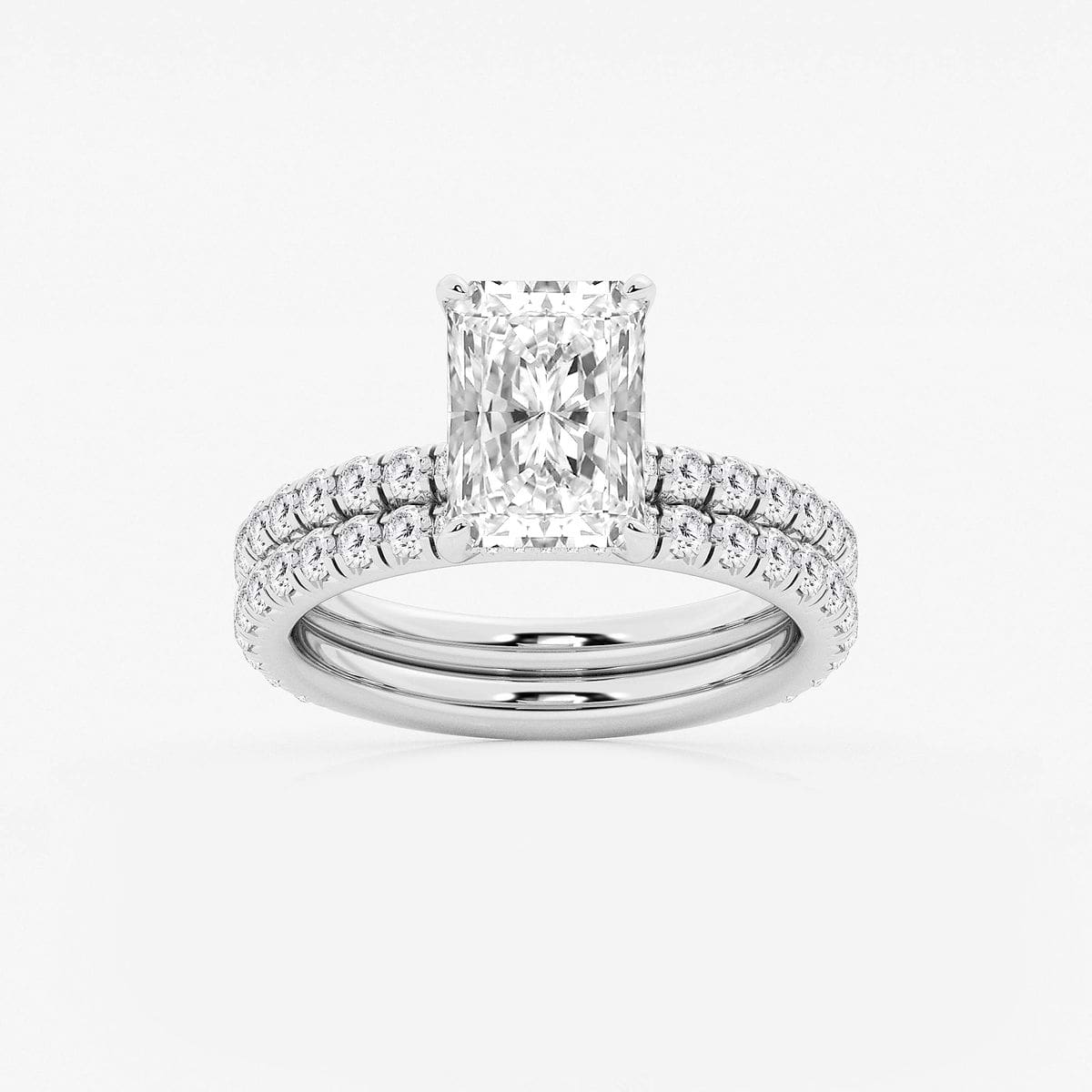 4 1/3 ctw Radiant Lab Grown Diamond Hidden Halo Bridal Set