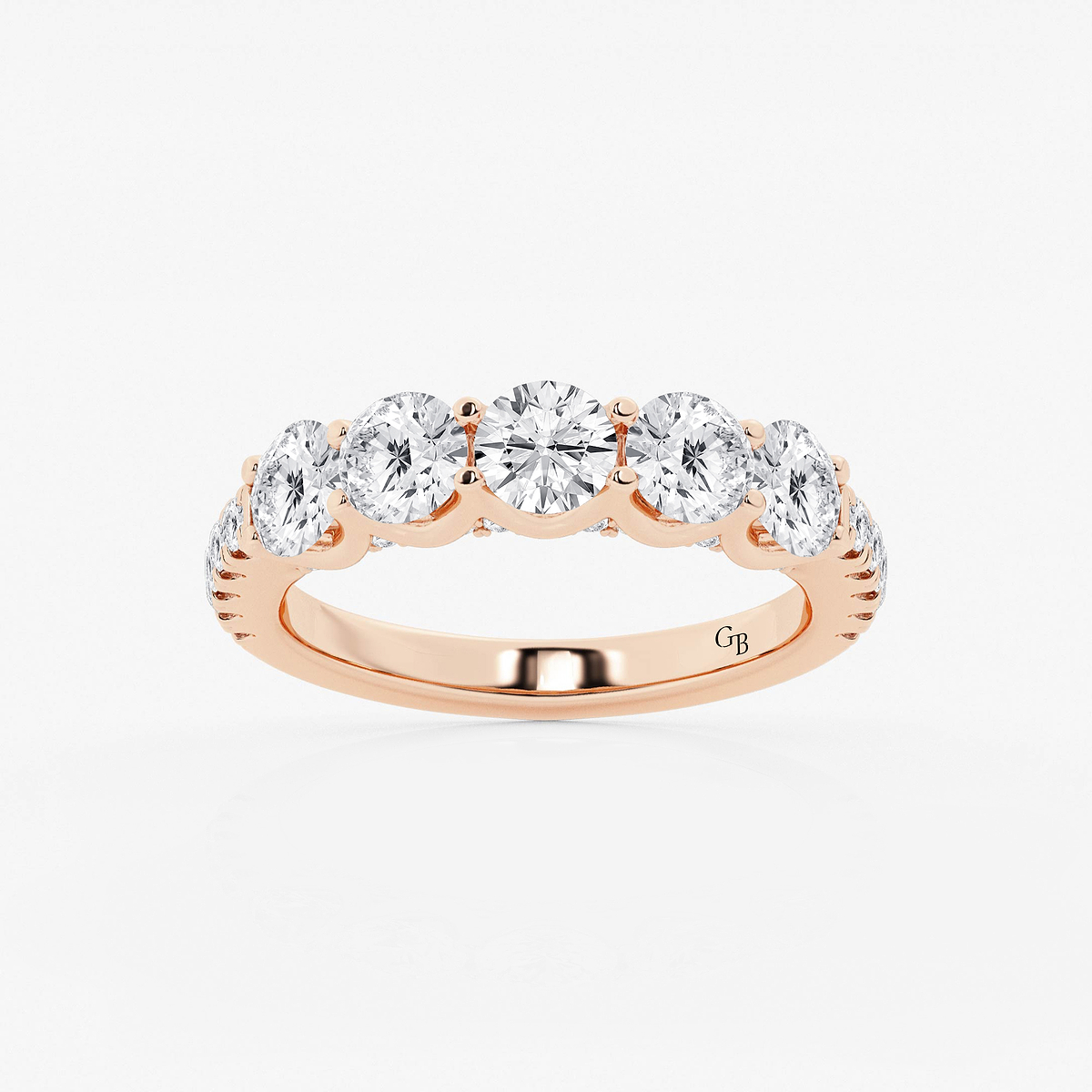 3 ctw Round Lab Grown Diamond Five-Stone Anniversary Band