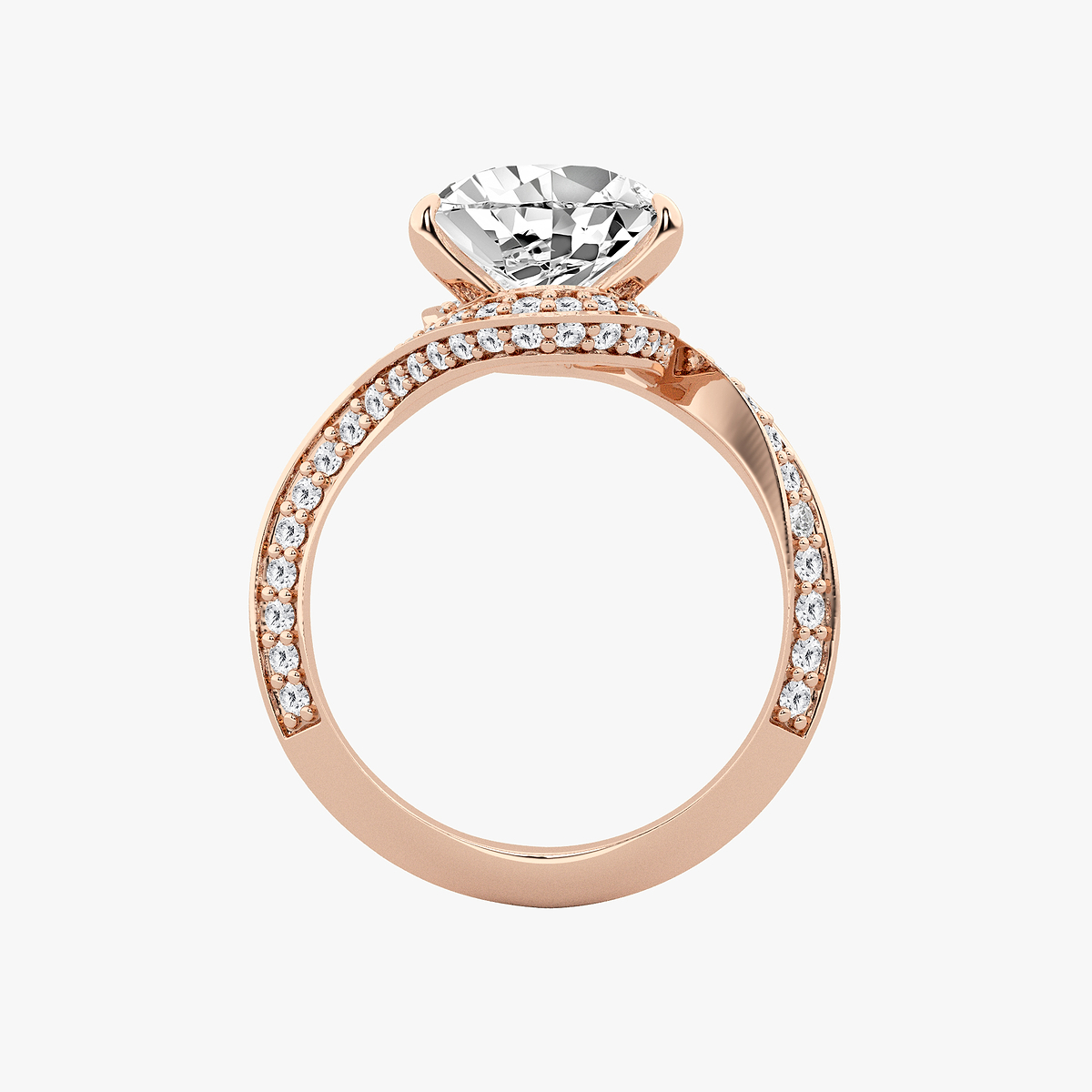 Additional Image 1 for  3 1/2 ctw Pear Lab Grown Diamond Twisted Bypass Side Stone Engagement Ring