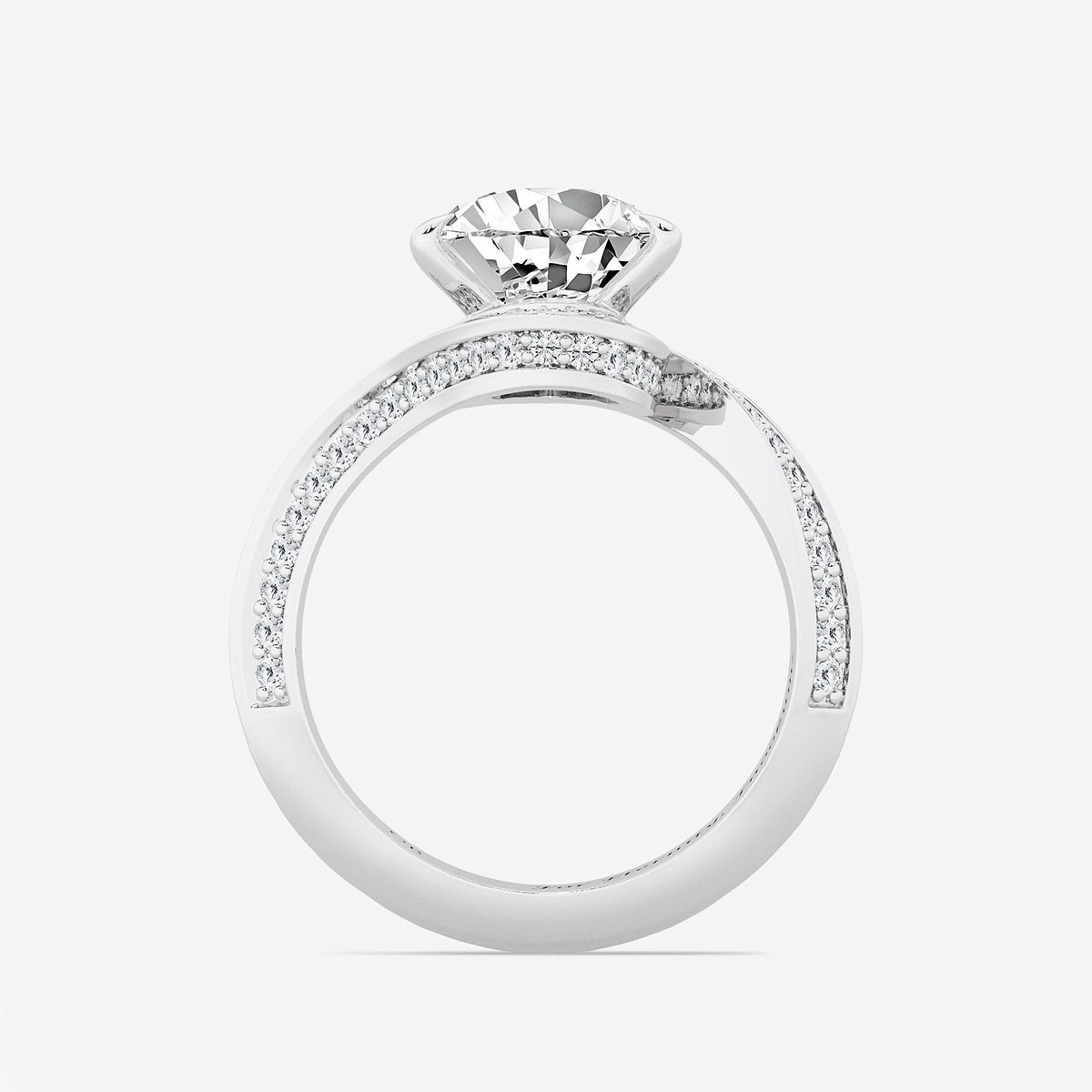 Additional Image 1 for  3 1/2 ctw Pear Lab Grown Diamond Twisted Bypass Side Stone Engagement Ring