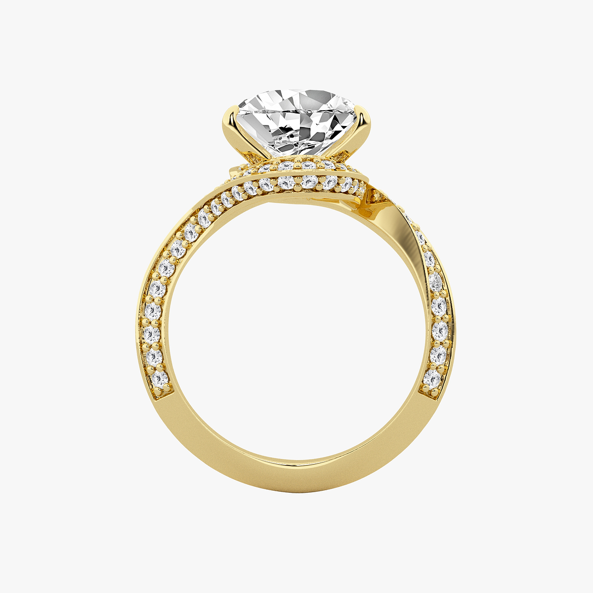Additional Image 1 for  3 1/2 ctw Pear Lab Grown Diamond Twisted Bypass Side Stone Engagement Ring