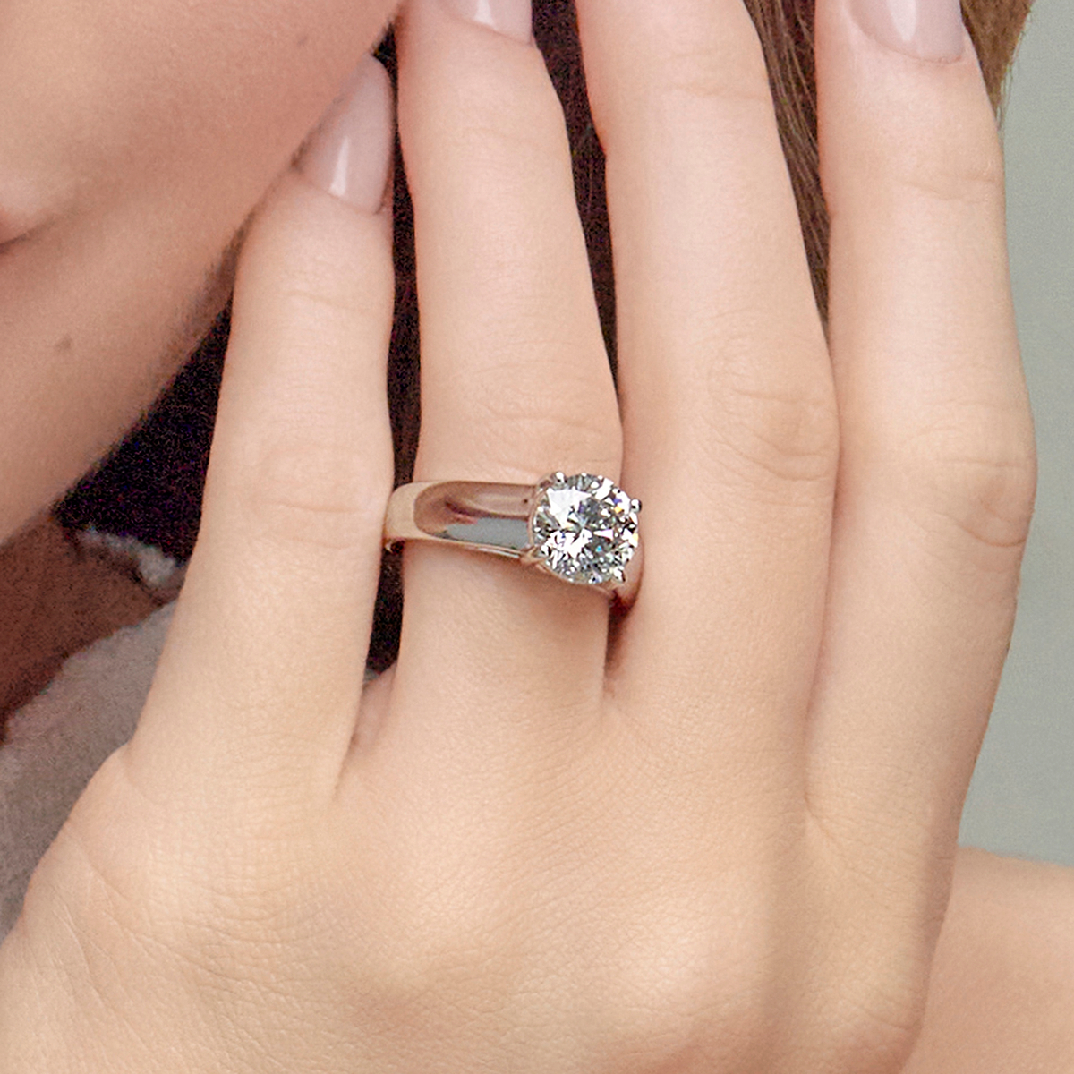 Harlow ctw Round Lab Grown Diamond Wide Shank Solitaire