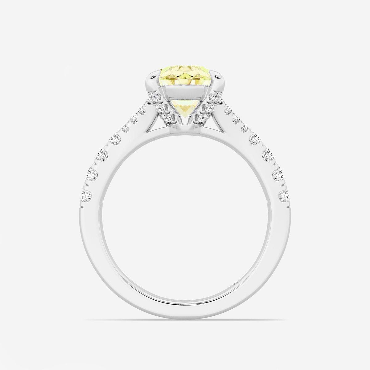 Additional Image 1 for  3 1/2 ctw Fancy Yellow Oval Lab Grown Diamond Split Shank Side Stone Engagement Ring