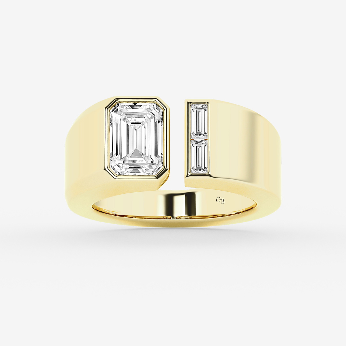 2 3/4 ctw Emerald Lab Grown Diamond Two Stone Cigar Band