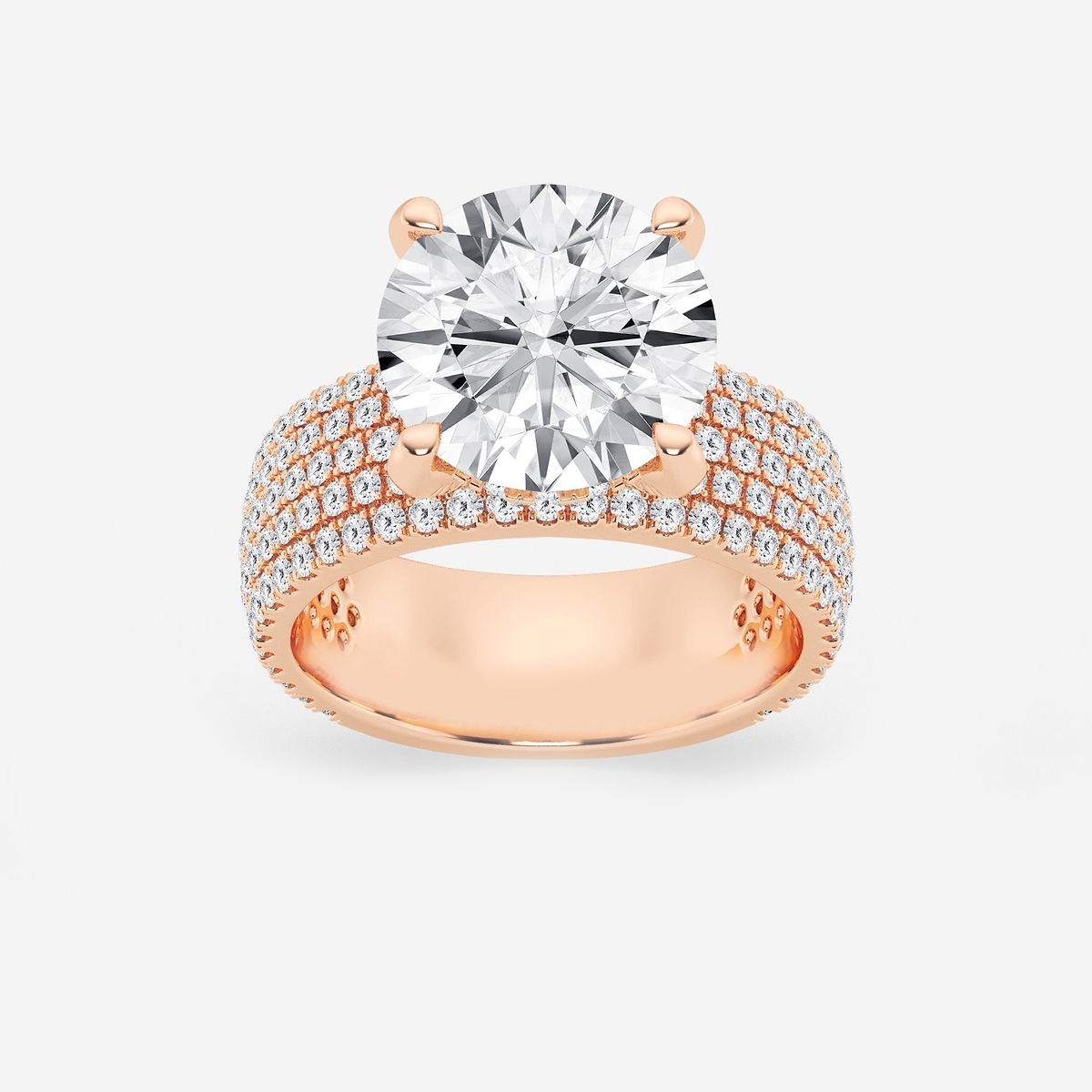 3 7/8 ctw Round Lab Grown Diamond Hidden Halo Engagement Ring