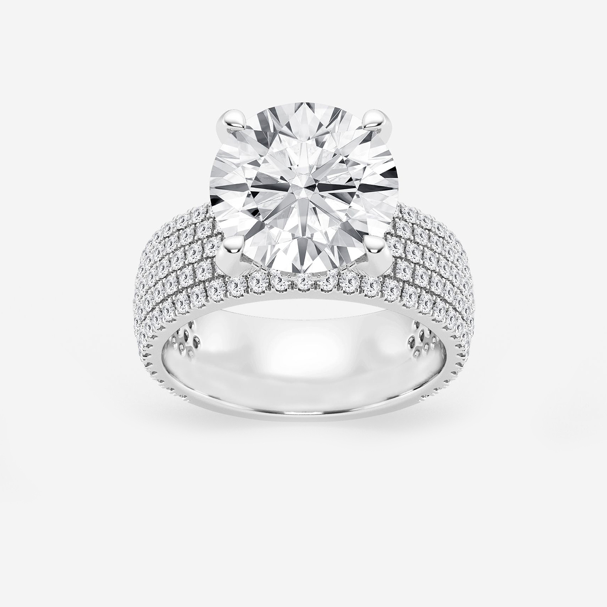 3 7/8 ctw Round Lab Grown Diamond Hidden Halo Engagement Ring