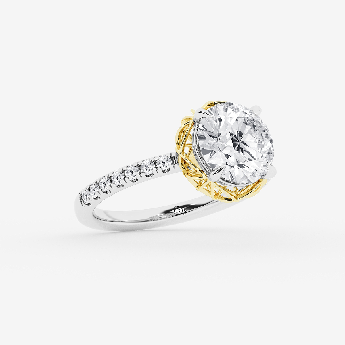Additional Image 1 for  3 1/4 ctw Round Lab Grown Diamond Filigree Side Stone Engagement Ring
