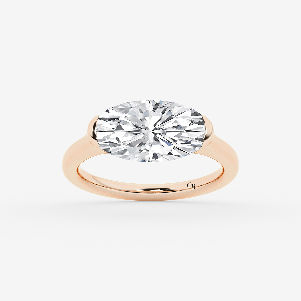 3 ctw Moval Lab Grown Diamond East West Vintage Solitaire Engagement Ring