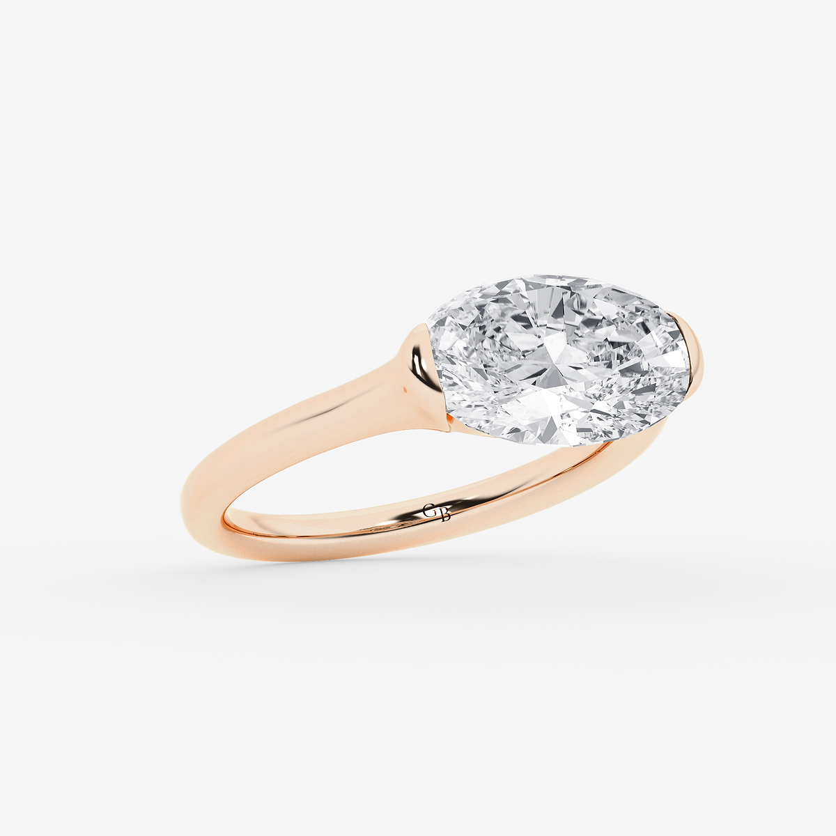 Additional Image 1 for  3 ctw Moval Lab Grown Diamond East West Vintage Solitaire Engagement Ring