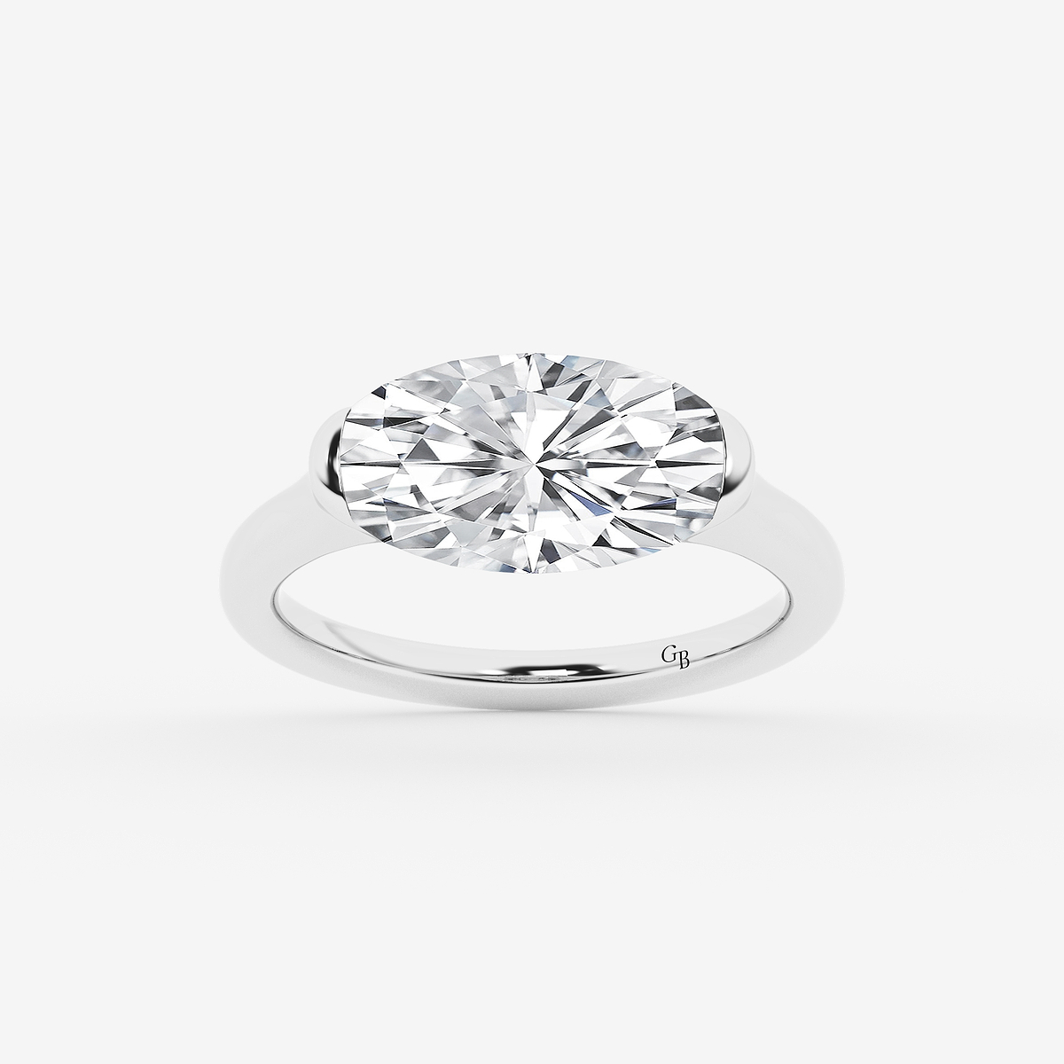 3 ctw Moval Lab Grown Diamond East West Vintage Solitaire Engagement Ring