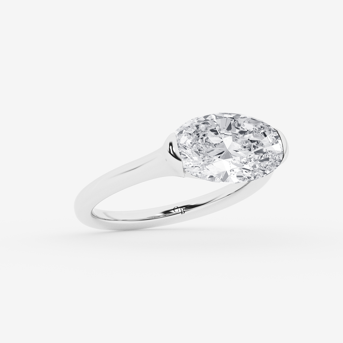 Additional Image 1 for  3 ctw Moval Lab Grown Diamond East West Vintage Solitaire Engagement Ring