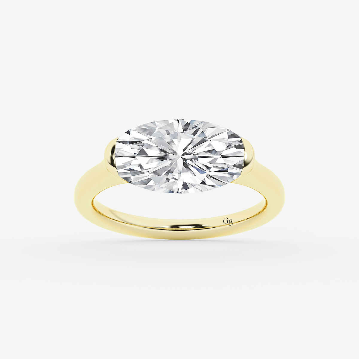 3 ctw Moval Lab Grown Diamond East West Vintage Solitaire Engagement Ring