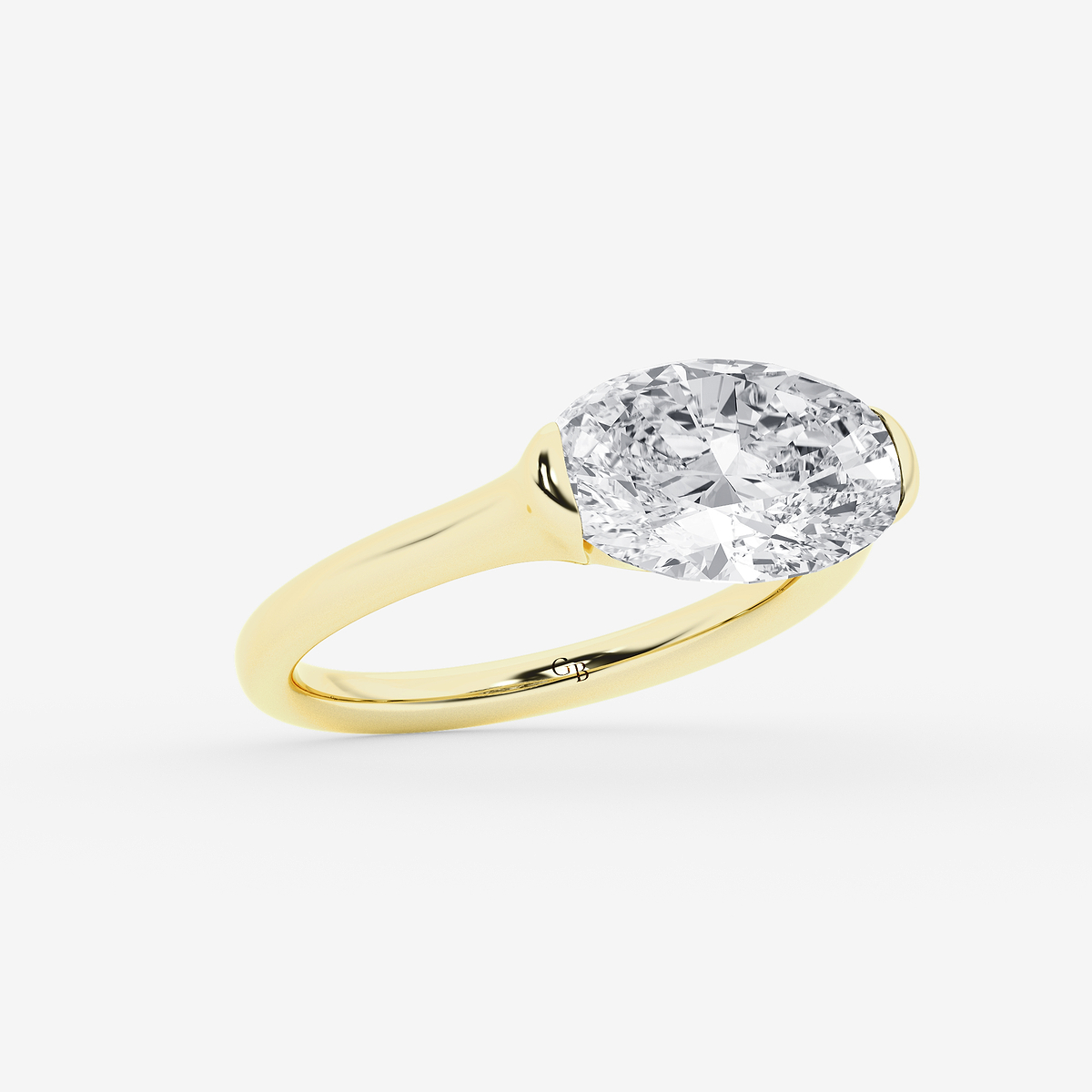 Additional Image 1 for  3 ctw Moval Lab Grown Diamond East West Vintage Solitaire Engagement Ring