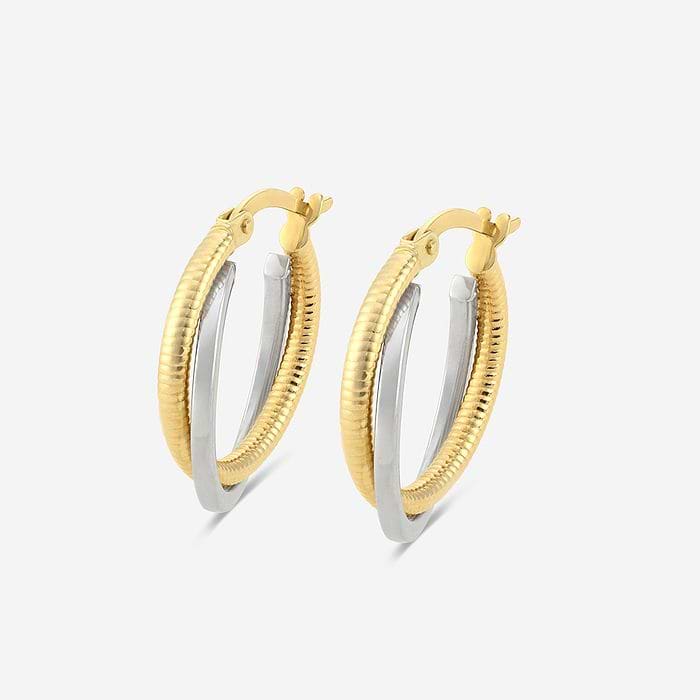 Plain and Textured Intertwined Hoop Earrings