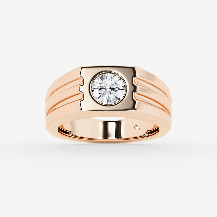 Men's Solitaire Ring - 1 ctw Round Lab Grown Diamond Men's Solitaire Engagement Ring