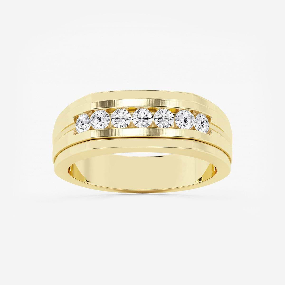 1/2 ctw Round Lab Grown Diamond Seven-Stone Wedding Band with Satin Finish 14K Yellow Gold, F, VS2