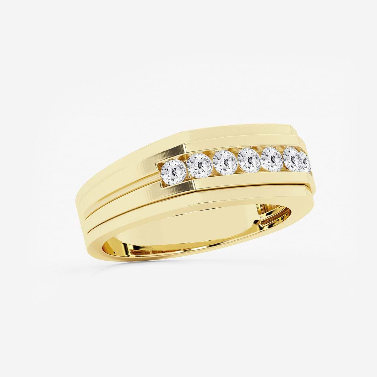 1/2 ctw Round Lab Grown Diamond Seven-Stone Wedding Band with Satin Finish 14K Yellow Gold, F, VS2