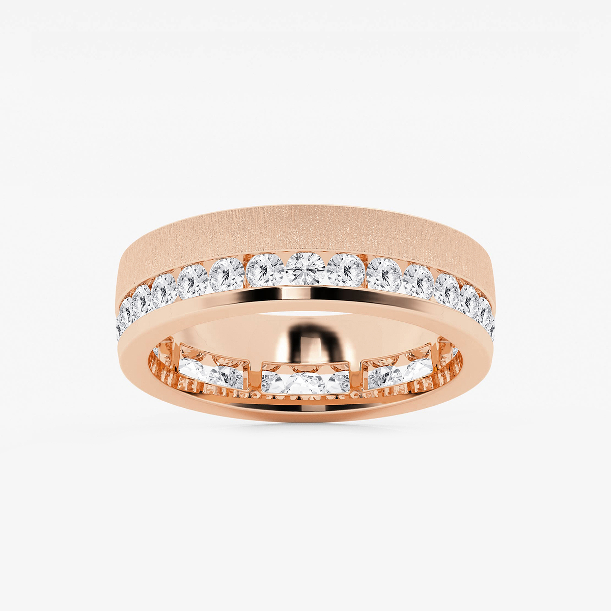 2 ctw Round Lab Grown Diamond Men\'s Eternity Band with Satin Finish - 6.6mm Width