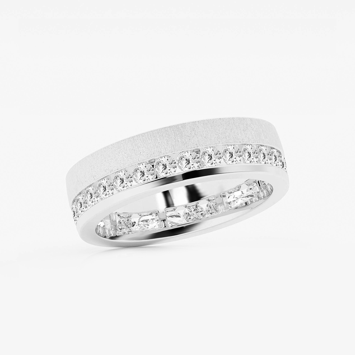 Additional Image 1 for  2 ctw Round Lab Grown Diamond Men\'s Eternity Band with Satin Finish - 6.6mm Width