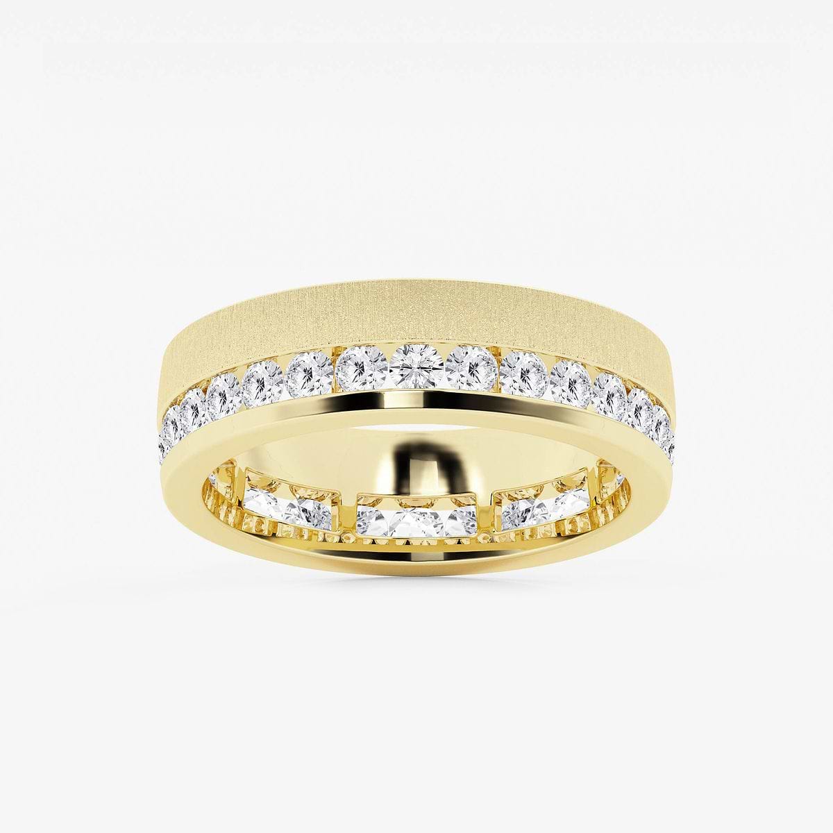 2 ctw Round Lab Grown Diamond Men\'s Eternity Band with Satin Finish - 6.6mm Width