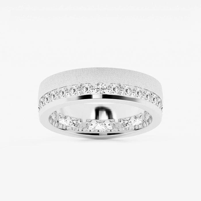 2 ctw Round Lab Grown Diamond Men\'s Eternity Band with Satin Finish - 6.6mm Width