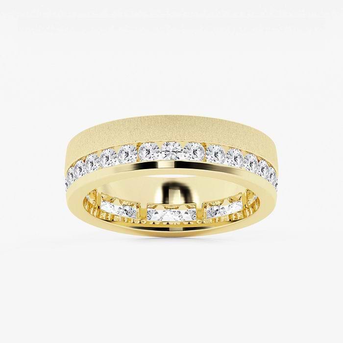 2 ctw Round Lab Grown Diamond Men\'s Eternity Band with Satin Finish - 6.6mm Width