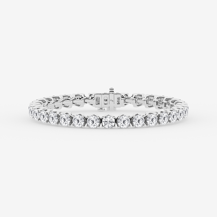 Tulip Prong Bracelet - 15 ctw Round Lab Grown Diamond Tulip Prong Tennis Bracelet - 6.0 Inches
